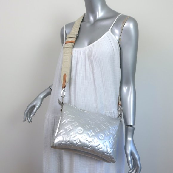 Louis Vuitton Handbags - LOUIS VUITTON COUSSIN PM SHOULDER BAG SILVER MONOGRAM EMBOSSED LEATHER CROSSBODY
